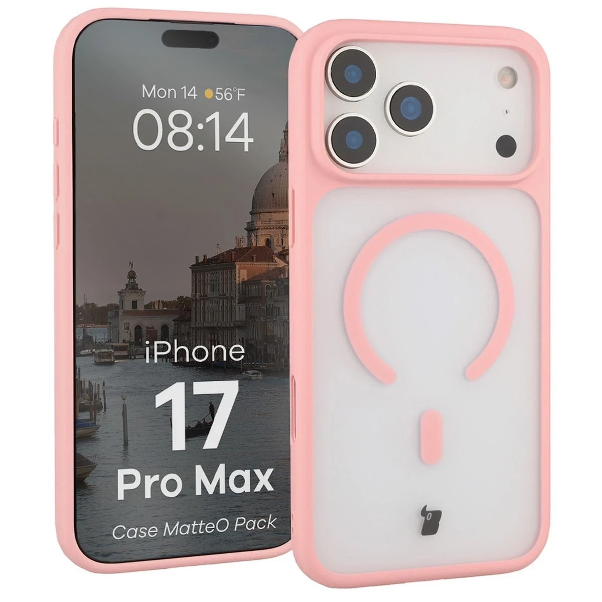 Kryt Bizon MatteO Magnetic Pack Apple iPhone 17 Pro Max smoky light pink