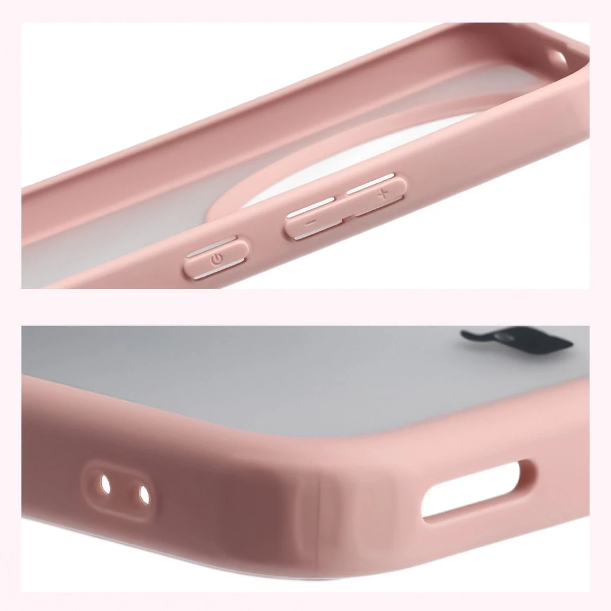 Kryt Bizon Case Angelo Honor Magic8 Lite semi-transparent with a light pink frame