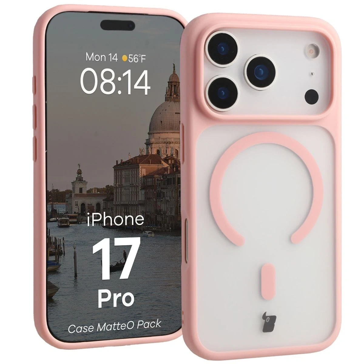 Kryt Bizon MatteO Magnetic Pack Apple iPhone 17 Pro smoky light pink