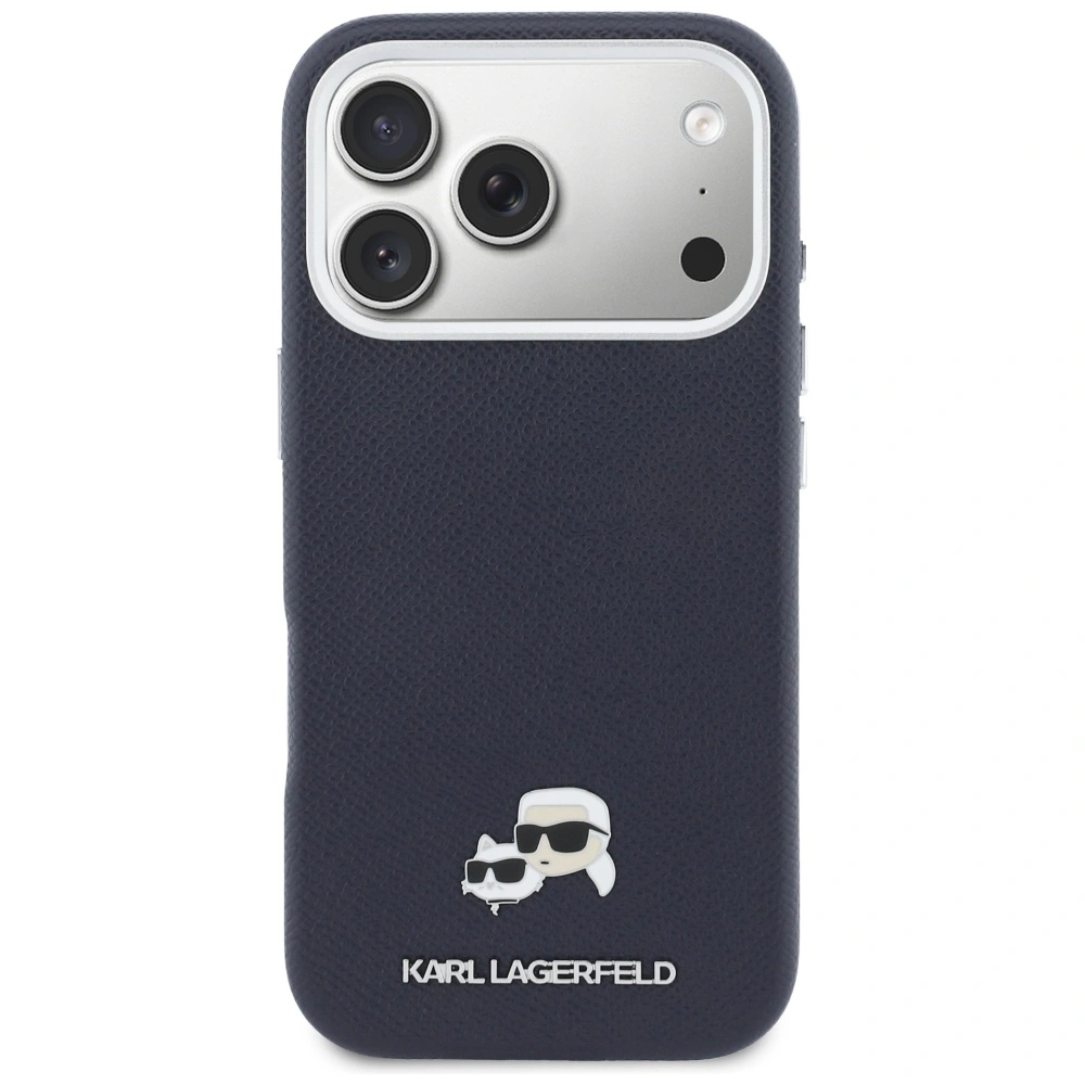 Kryt Karl Lagerfeld Karl & Choupette Head Pins Saffiano MagSafe Apple iPhone 17 Pro blue