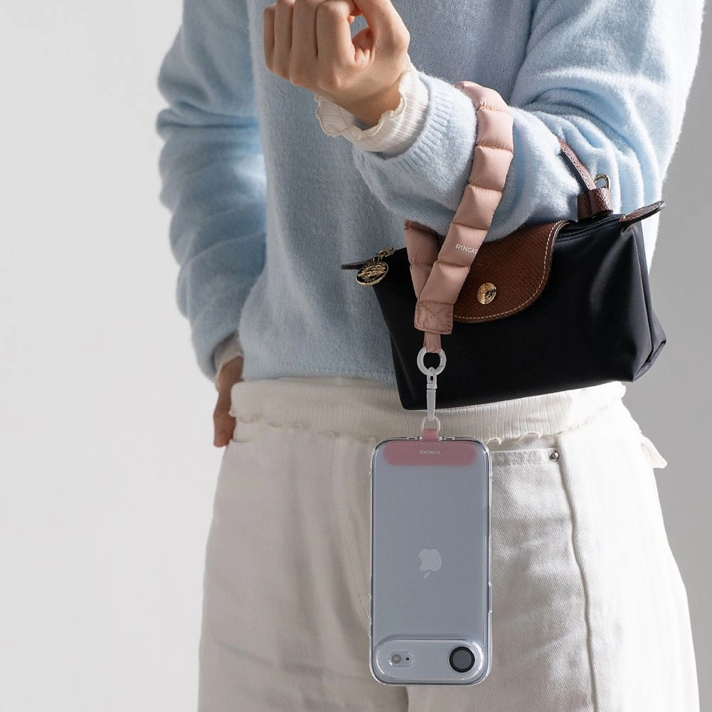 Šňůrka Rinkge Holder & Puffer Hand Strap Floral Pink