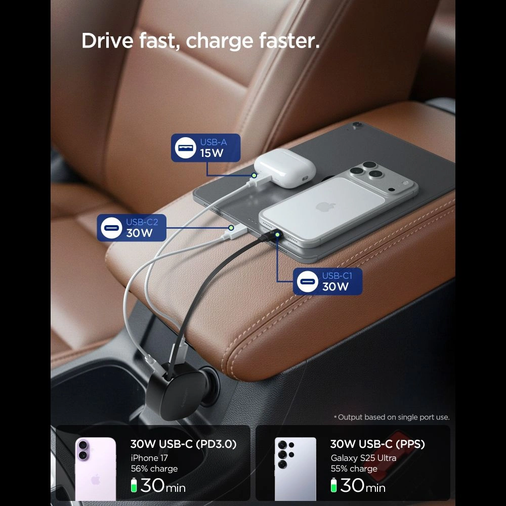 Kryt Spigen EV603VT Essentail Car Charger 60W Black