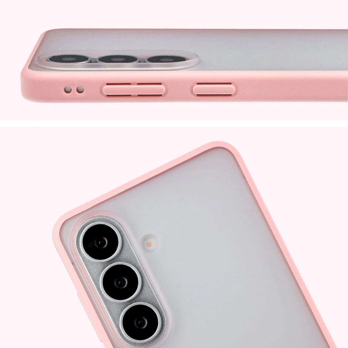 Kryt Bizon Case Angelo Samsung Galaxy S26 semi-transparent with a light pink frame
