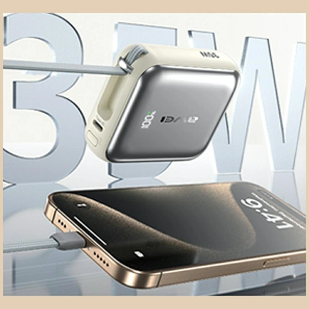 Awei AS-181 Power Bank 10000mAh 35W USB-C + Lightning / USB-C Cables Silver