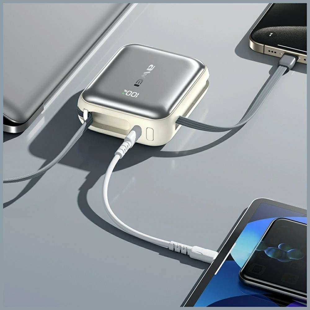 Awei C03 Power Bank 20000mAh 45W USB-A / USB-C + Lightning / USB-C cables silver