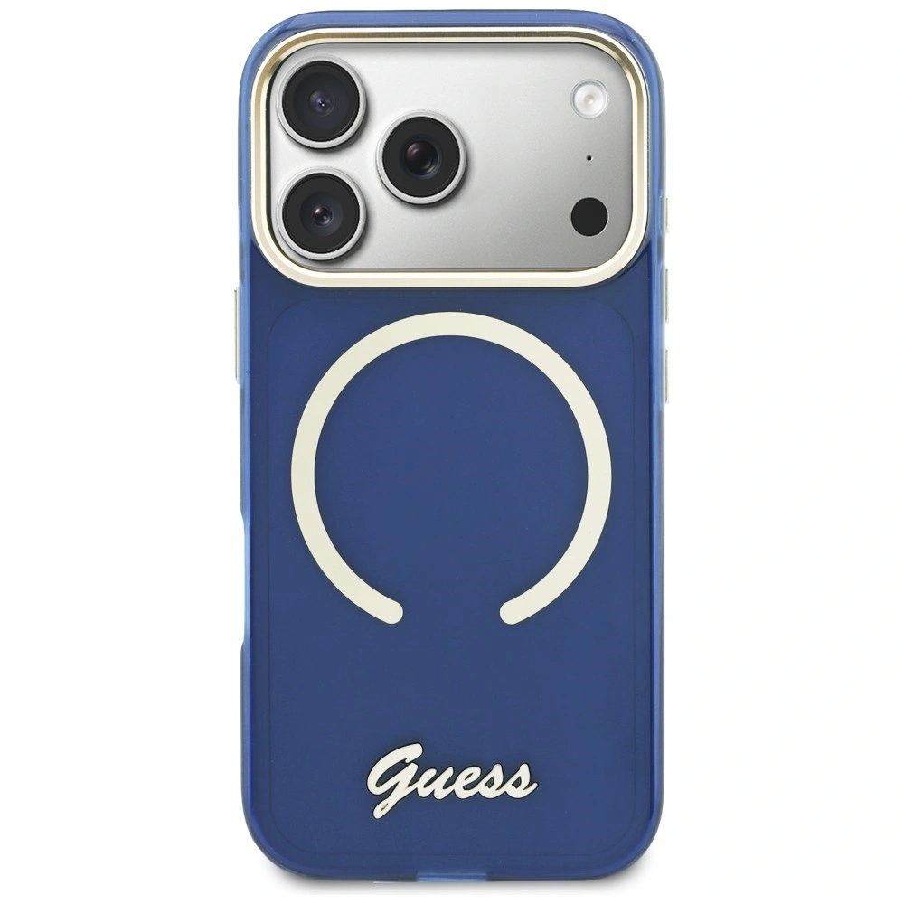 Kryt Guess IML Script Metal MagSafe Apple iPhone 17 Pro Max blue