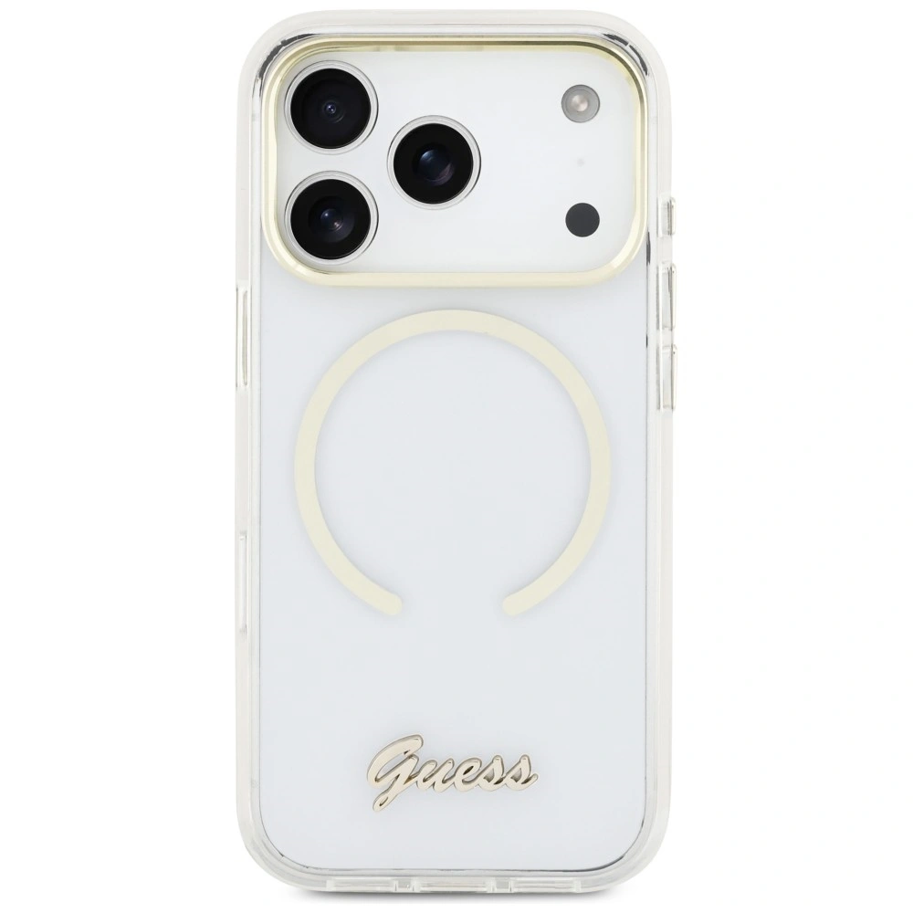 Kryt Guess IML Script Metal MagSafe Apple iPhone 17 Pro transparent