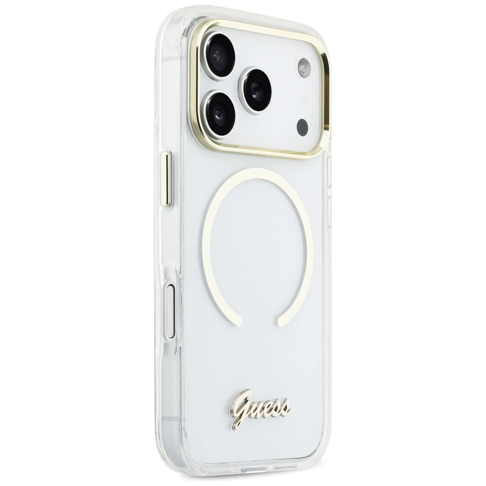 Kryt Guess IML Script Metal MagSafe Apple iPhone 17 Pro transparent