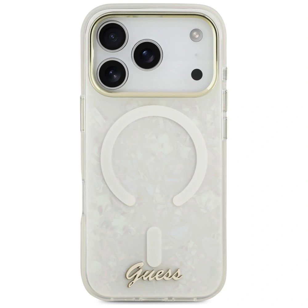 Kryt Guess IML Shell Script Metal MagSafe Apple iPhone 17 Pro Max white