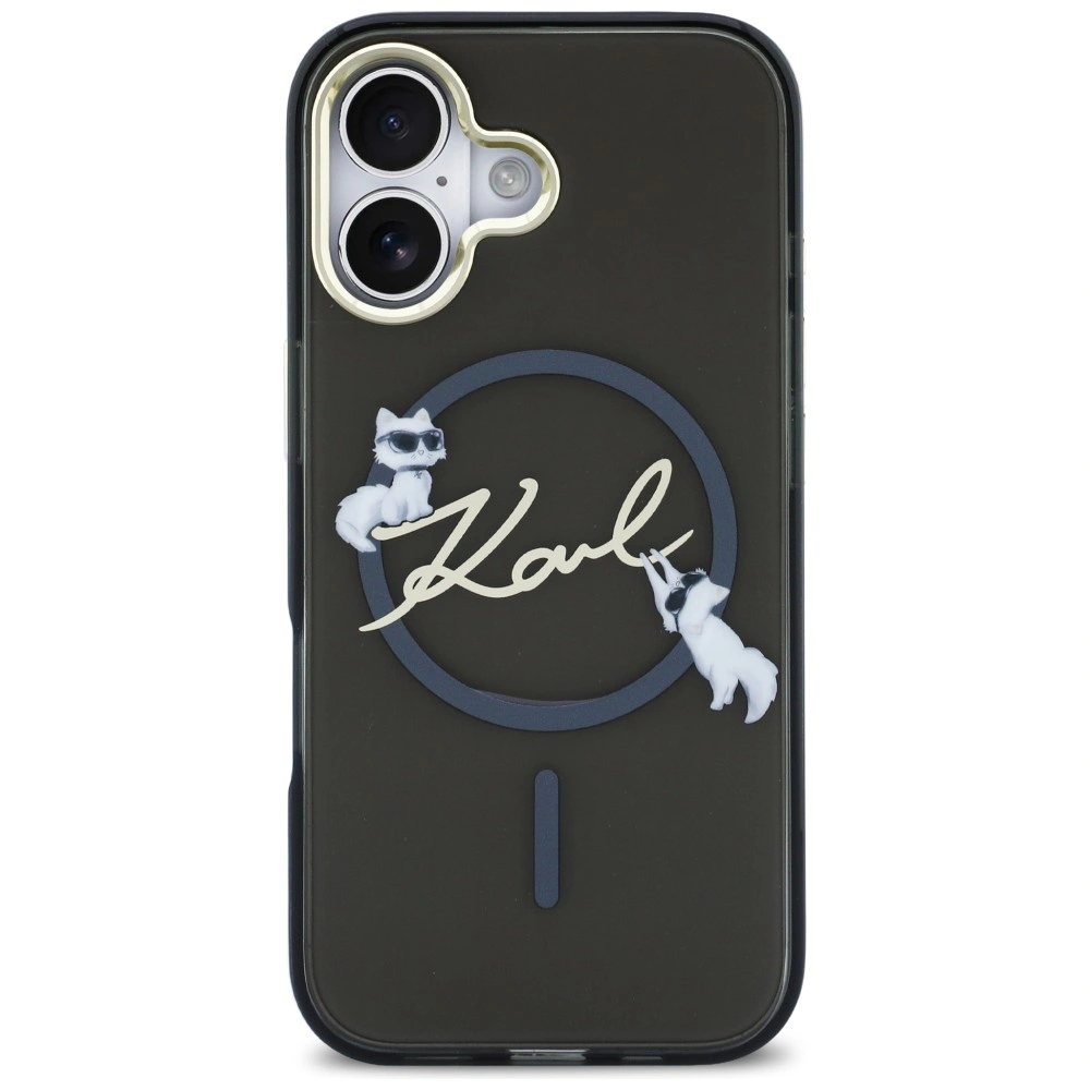 Kryt Karl Lagerfeld IML Choupettes Karl Script Logo MagSafe Apple iPhone 17 black