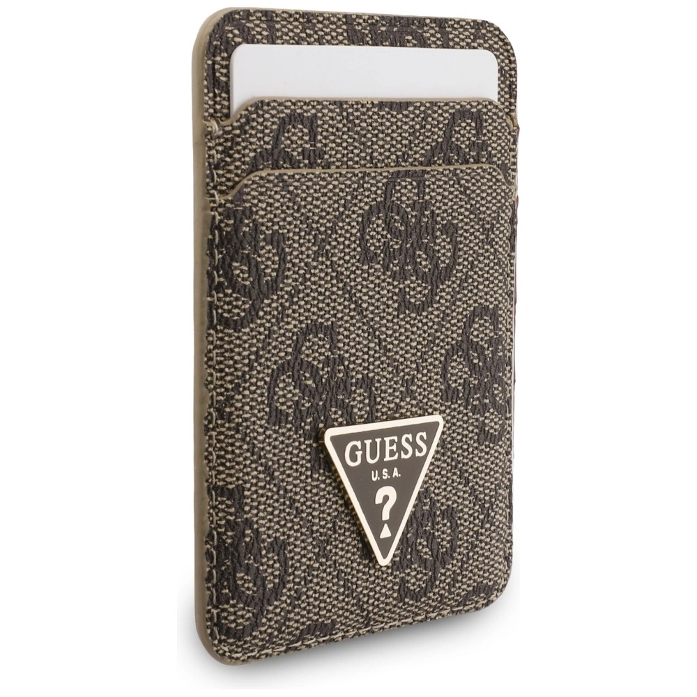 Knížkové pouzdro Guess triangle MagSafe Wallet + Hand strap Brown
