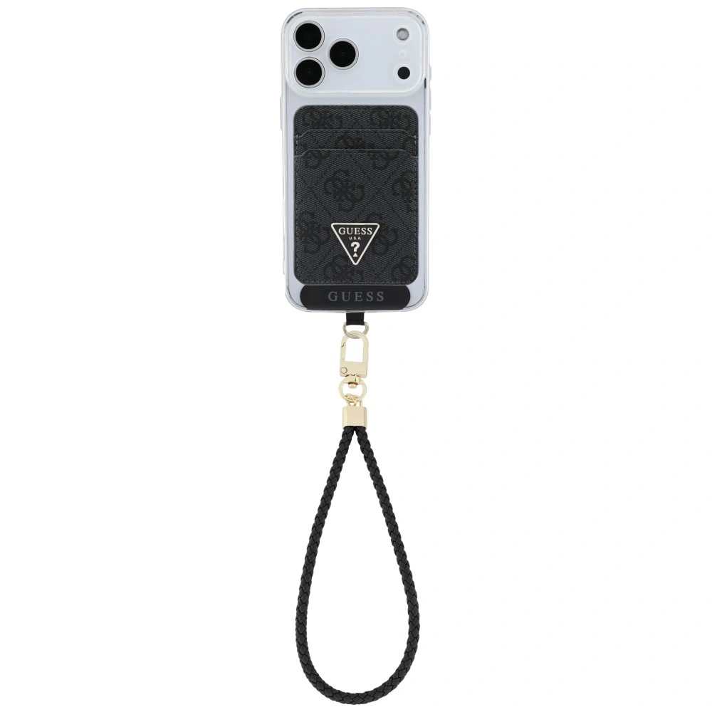 Knížkové pouzdro Guess triangle MagSafe Wallet + Hand strap set Black