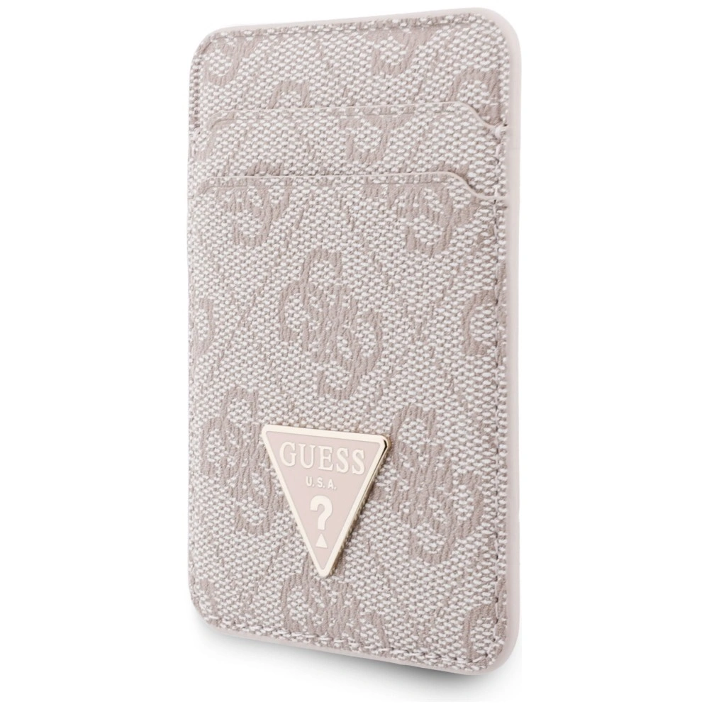Knížkové pouzdro Guess triangle MagSafe Wallet + Hand strap set Pink