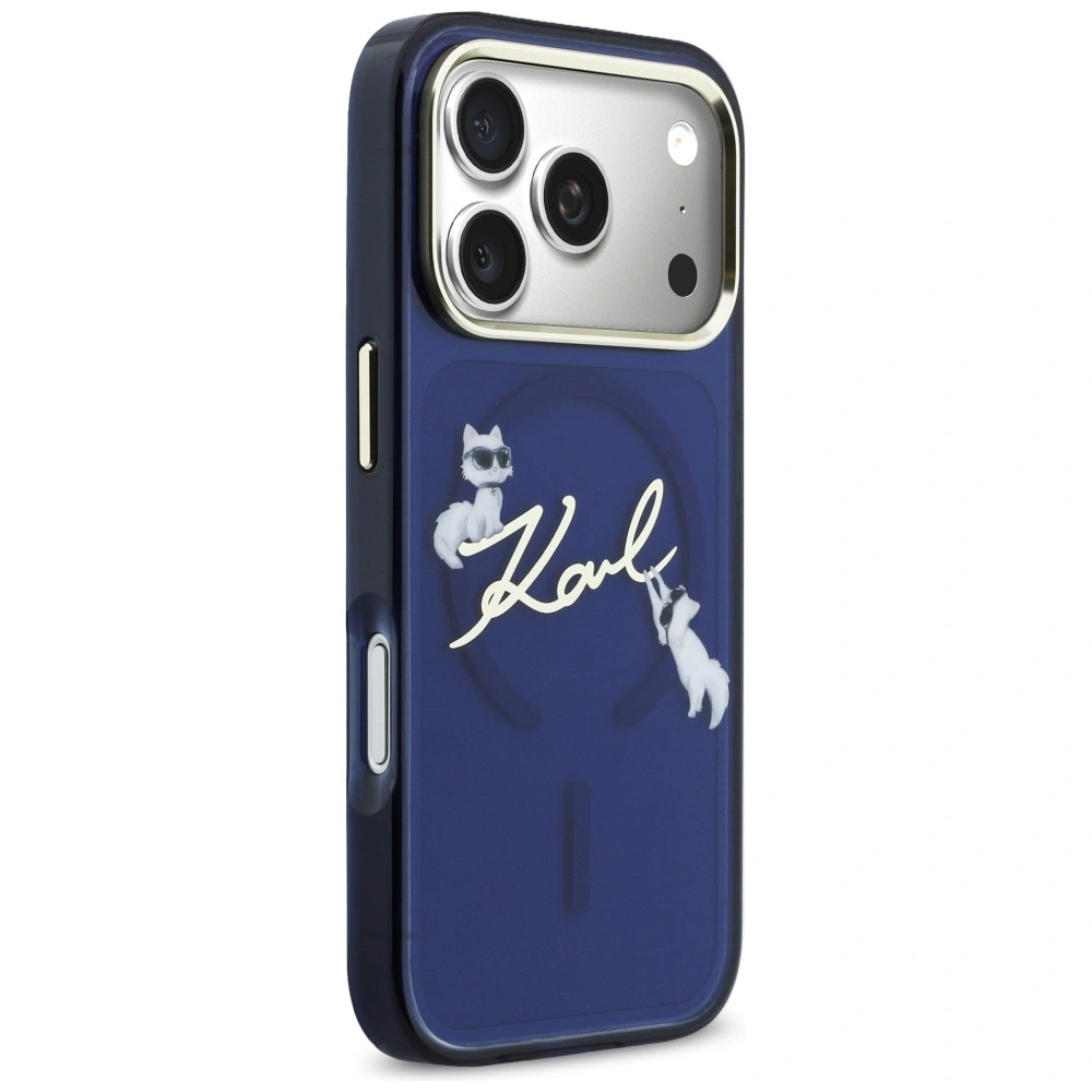Kryt Karl Lagerfeld IML Choupettes Karl Script Logo MagSafe Apple iPhone 17 Pro blue