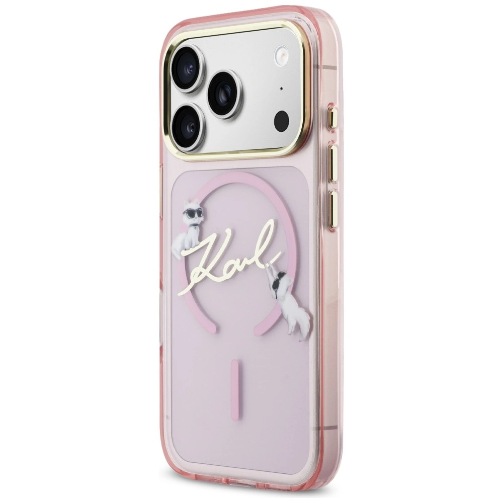 Kryt Karl Lagerfeld IML Choupettes Karl Script Logo MagSafe Apple iPhone 17 Pro pink