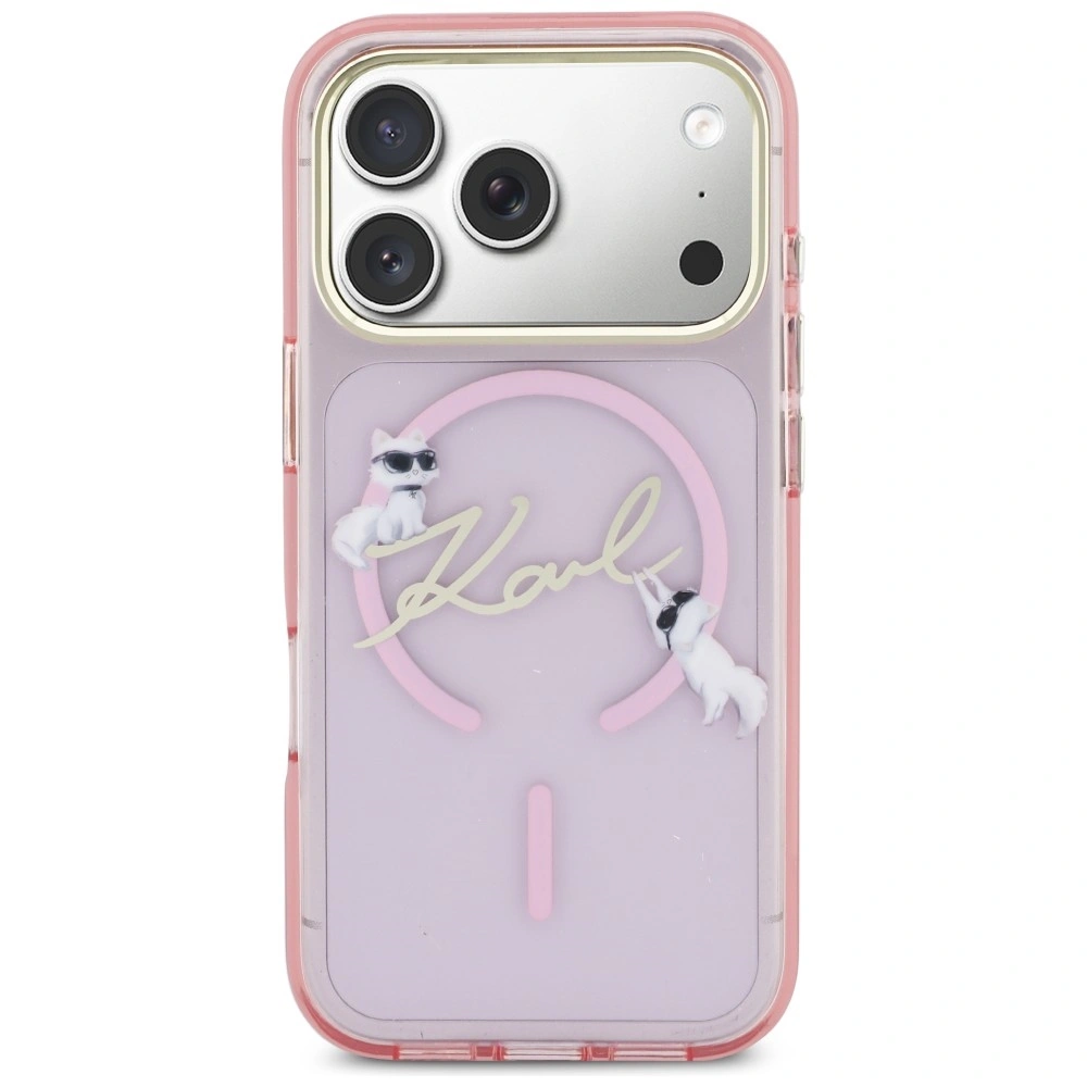 Kryt Karl Lagerfeld IML Choupettes Karl Script Logo MagSafe Apple iPhone 17 Pro pink