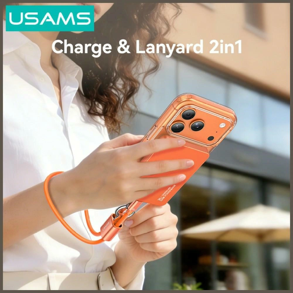 USAMS U97 60W USB-C / USB-C handstrap 30cm orange
