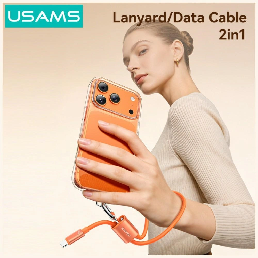 USAMS U97 60W USB-C / USB-C handstrap 30cm orange