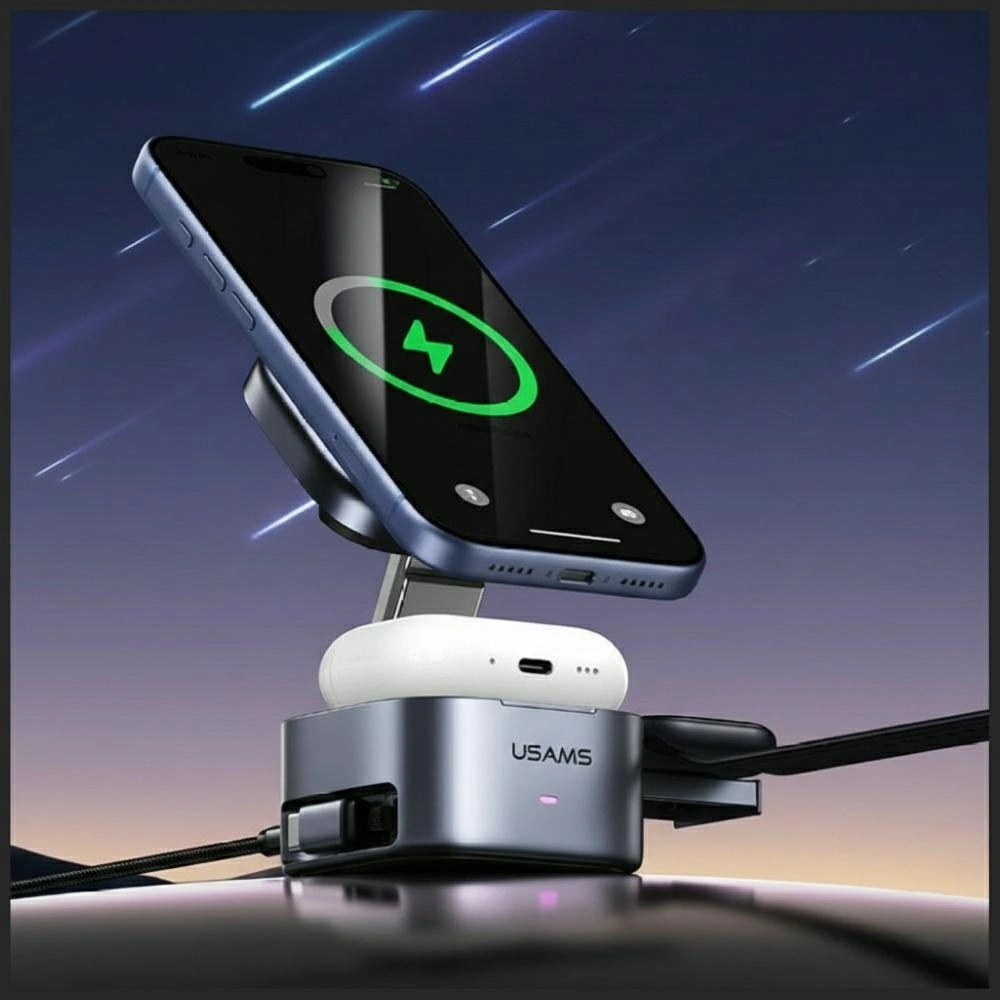 Nabječka indukční 3-in-1 USAMS CD257 Qi2 tarnish