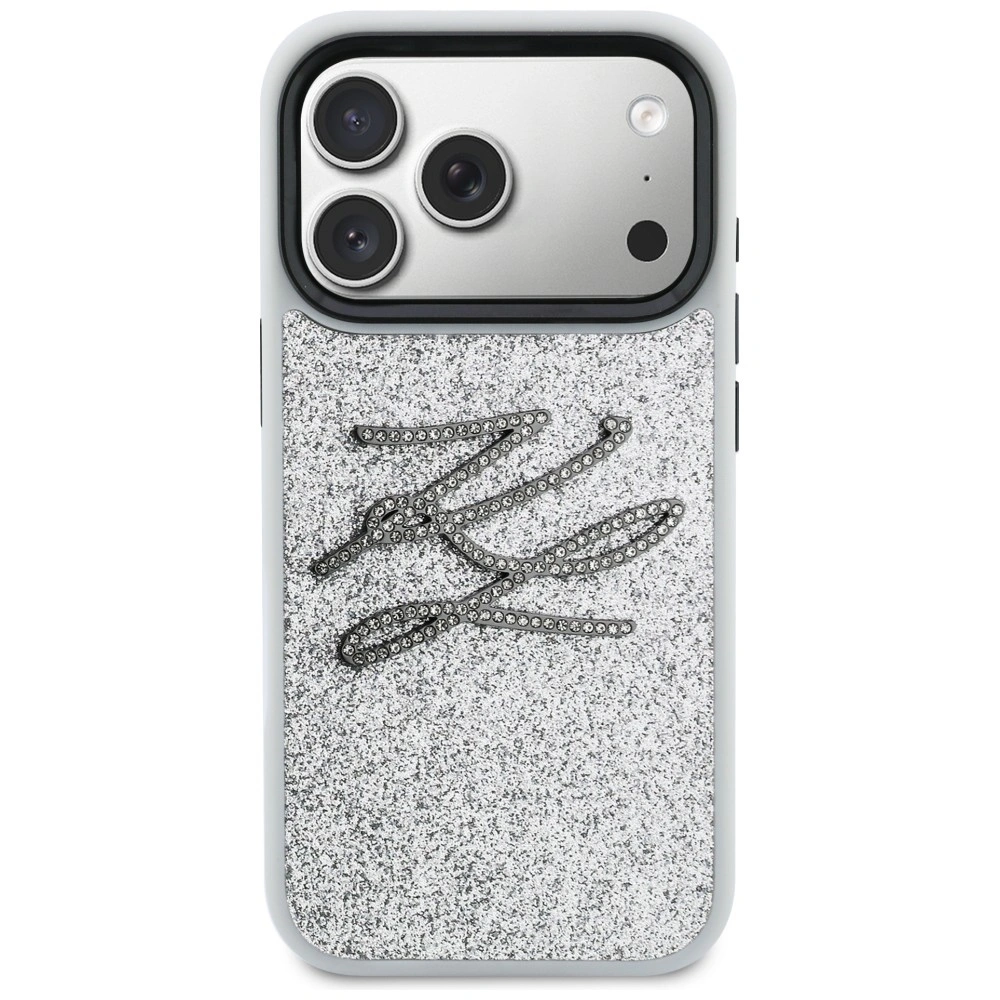 Kryt Karl Lagerfeld IML Glitter KL Diamond Logo Apple iPhone 17 Pro silver