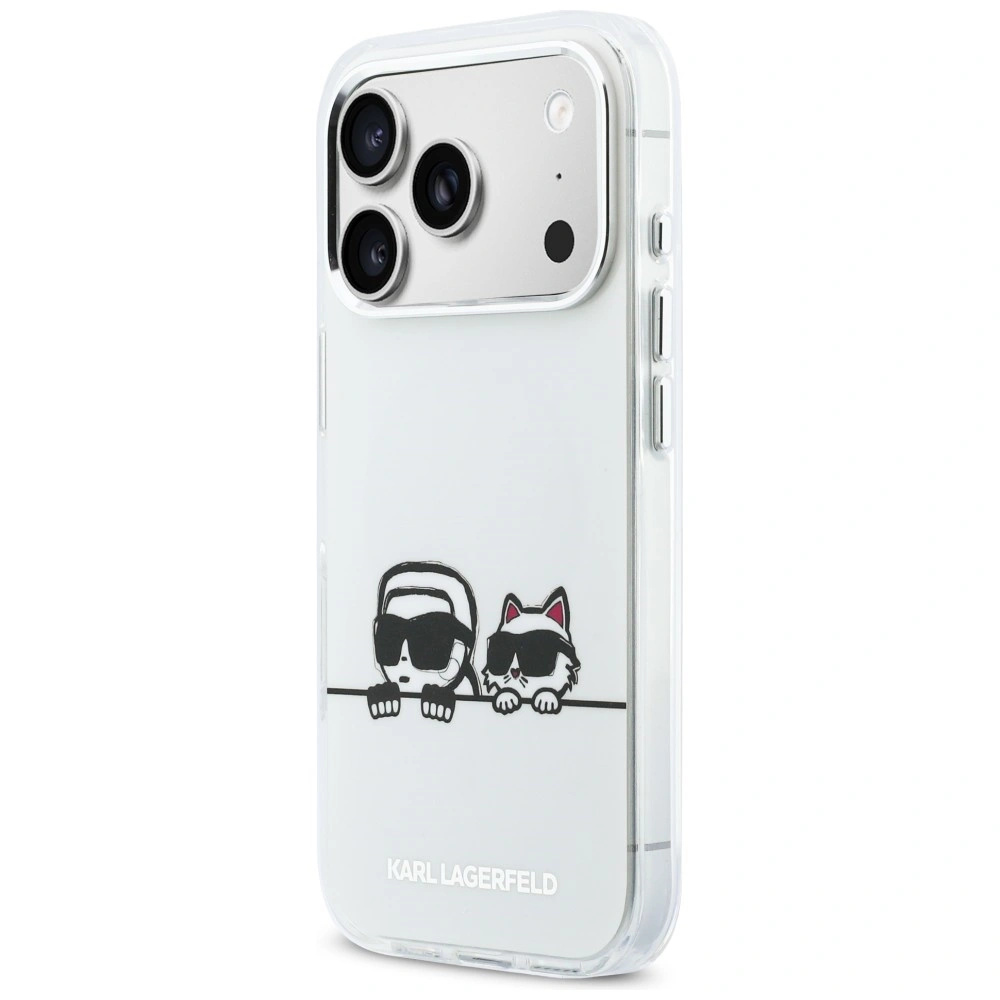 Kryt Karl Lagerfeld IML Karl & Choupette Peekaboo Logo MagSafe Apple iPhone 17 Pro white
