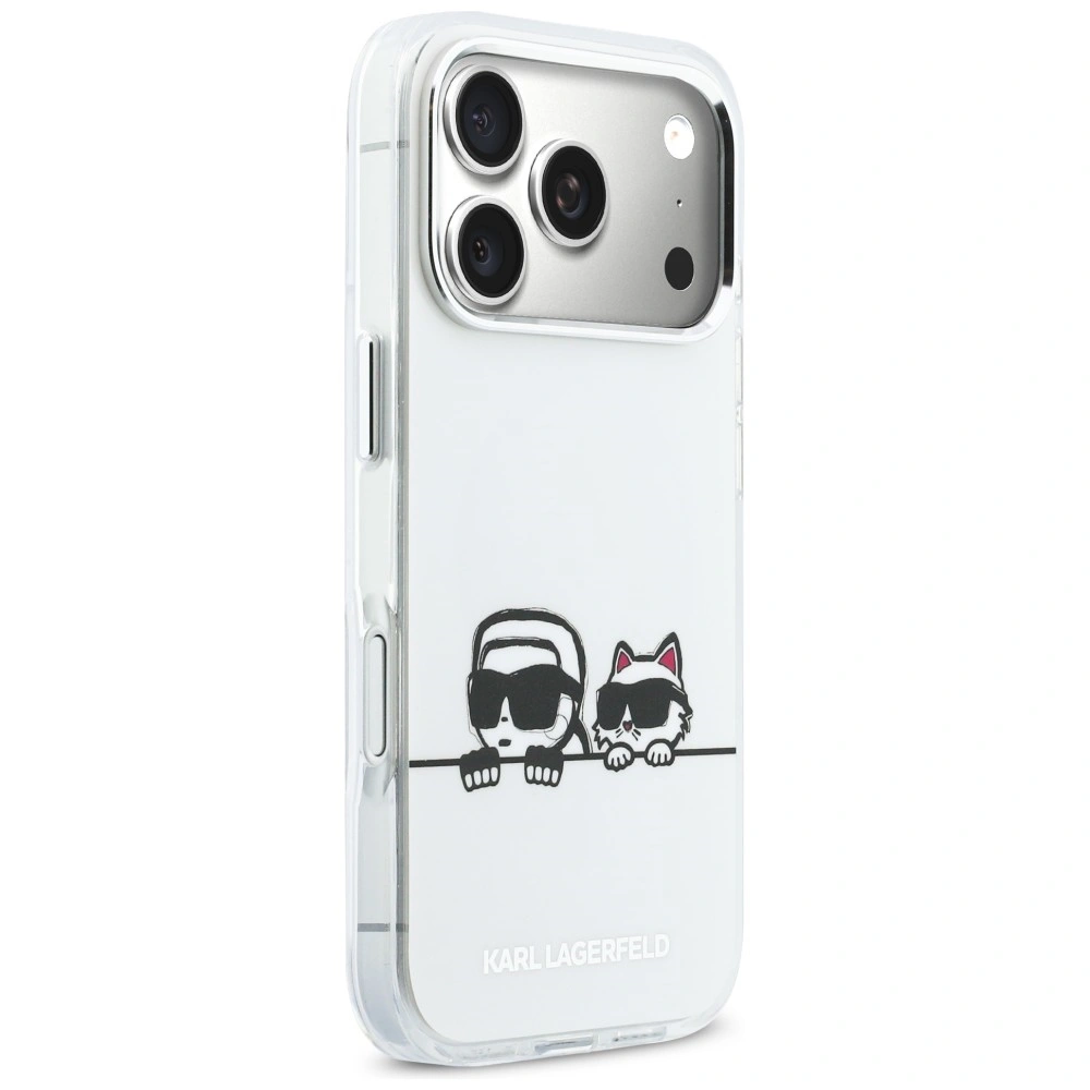 Kryt Karl Lagerfeld IML Karl & Choupette Peekaboo Logo MagSafe Apple iPhone 17 Pro white