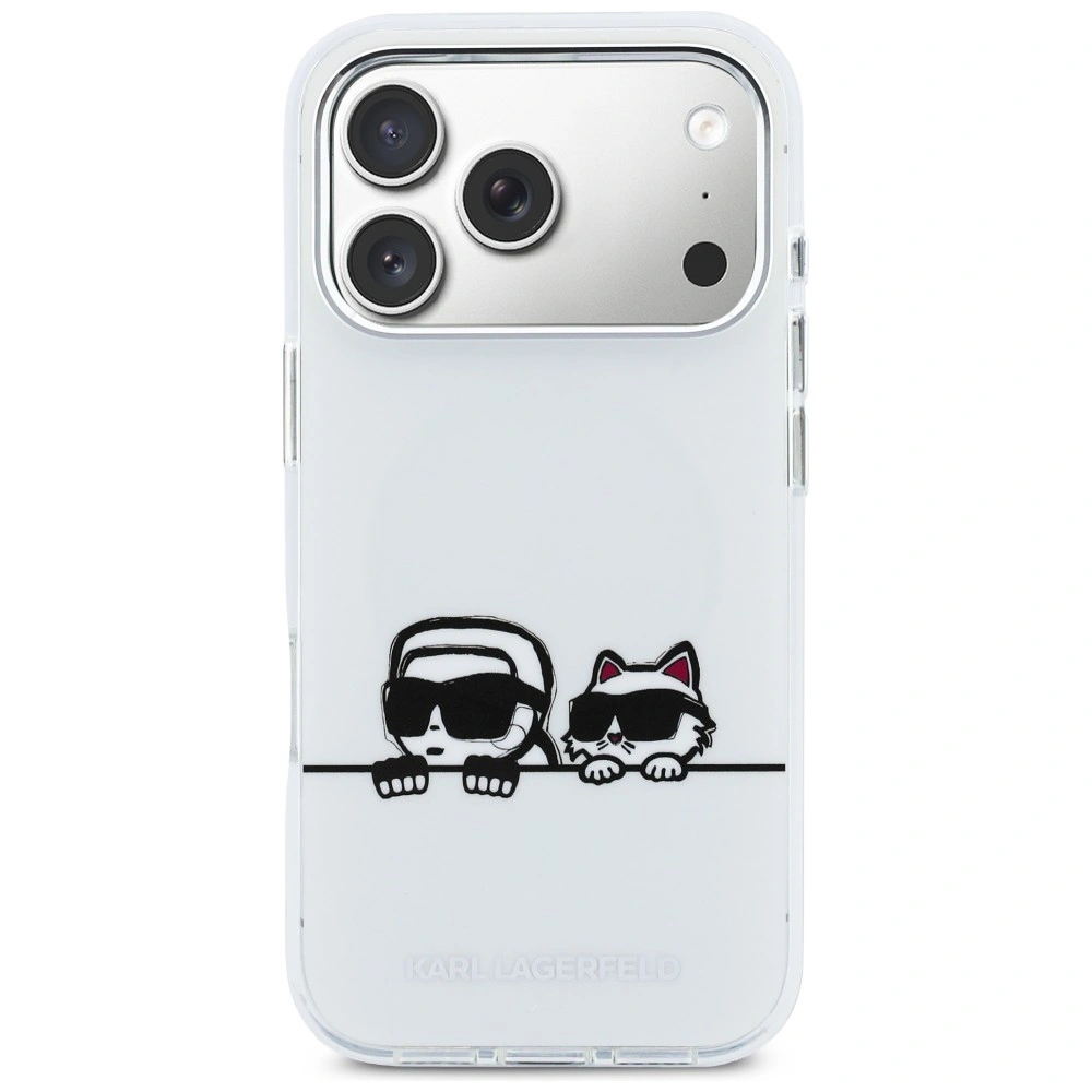 Kryt Karl Lagerfeld IML Karl & Choupette Peekaboo Logo MagSafe Apple iPhone 17 Pro Max white