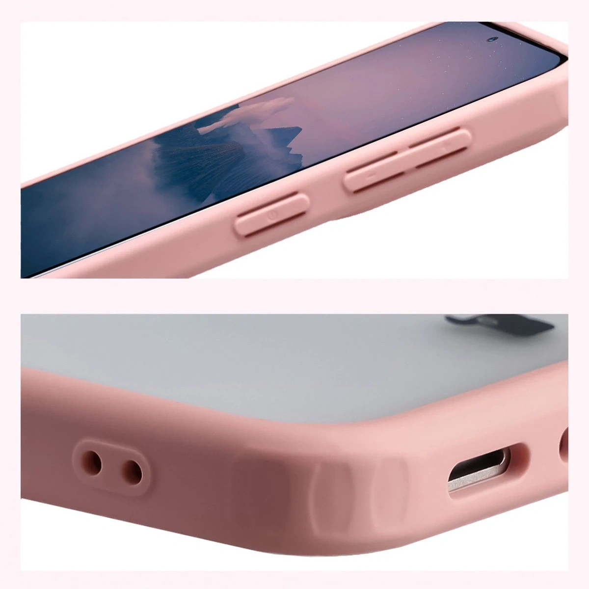 Kryt Bizon Case Angelo Samsung Galaxy A37 5G / A36 5G semi-transparent with a light pink frame