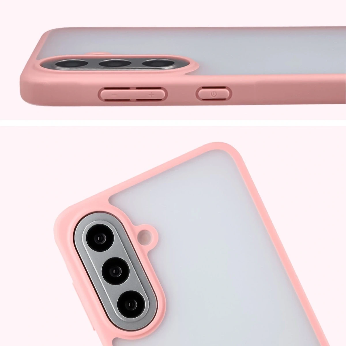 Kryt Bizon Case Angelo Samsung Galaxy A57 5G semi-transparent with a light pink frame