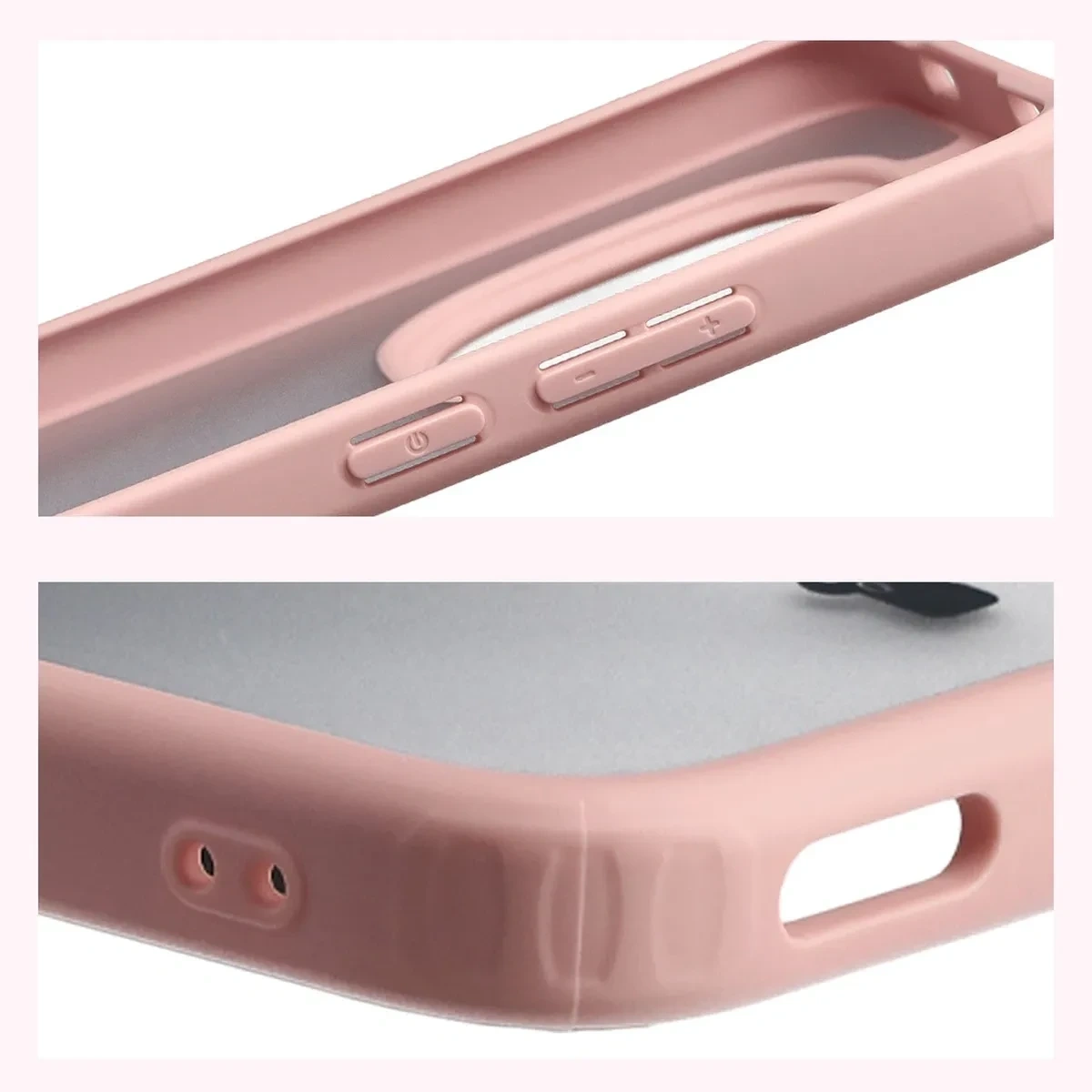Kryt Bizon Case Angelo Xiaomi Redmi Note 15 Pro 5G semi-transparent with a light pink frame