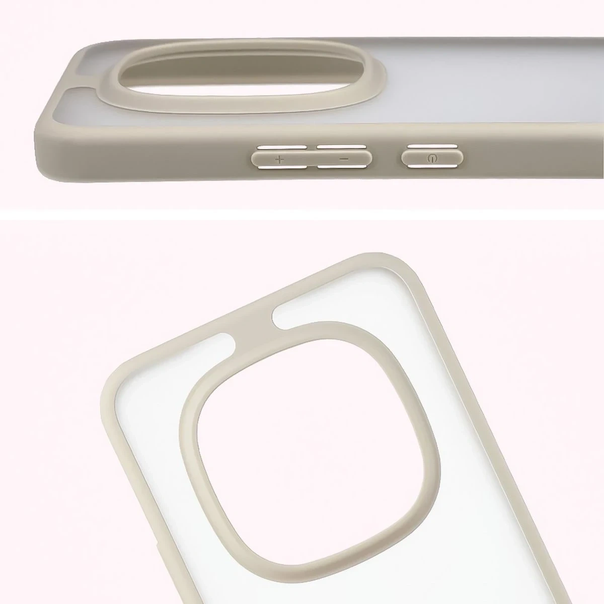 Kryt Bizon Case Angelo Xiaomi Redmi Note 15 Pro+ Plus 5G / POCO M8 Pro 5G semi-transparent with a beige frame
