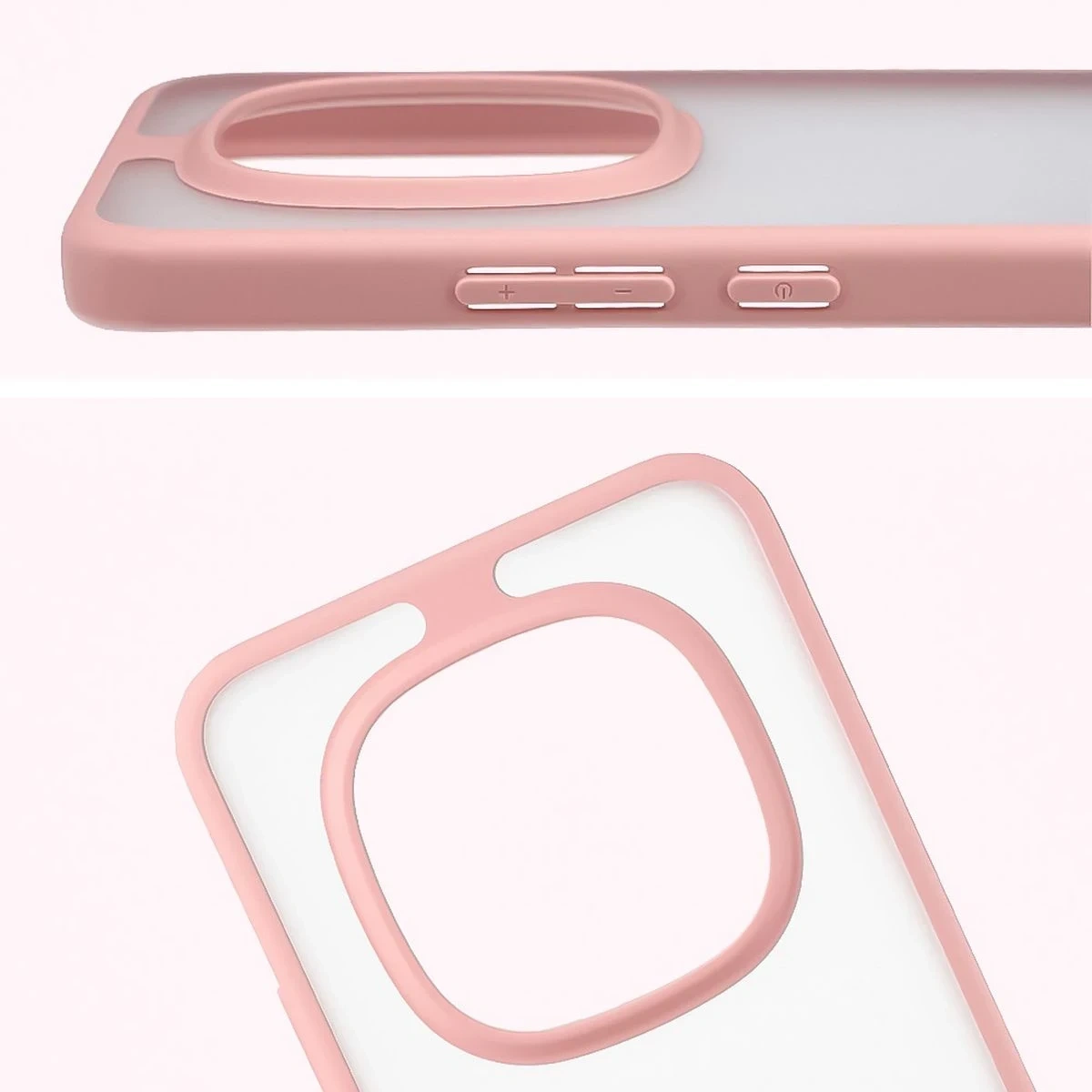 Kryt Bizon Case Angelo Xiaomi Redmi Note 15 Pro+ Plus 5G / POCO M8 Pro 5G semi-transparent with a light pink frame