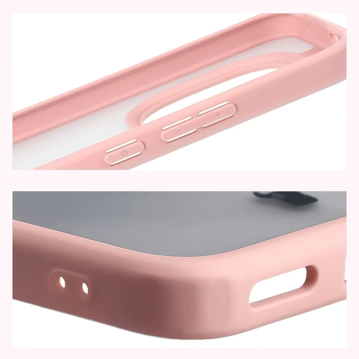 Kryt Bizon Case Angelo Xiaomi Redmi Note 15 Pro+ Plus 5G / POCO M8 Pro 5G semi-transparent with a light pink frame