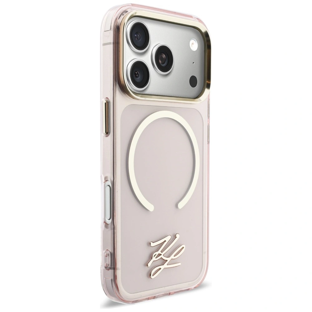 Kryt Karl Lagerfeld IML KL Script Logo MagSafe Apple iPhone 17 Pro pink