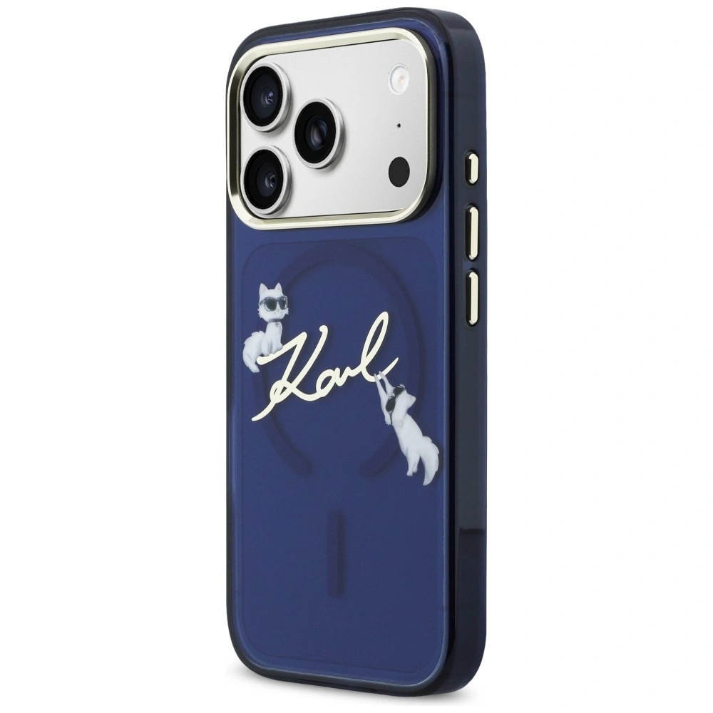 Kryt Karl Lagerfeld IML Choupettes Karl Script Logo MagSafe Apple iPhone 17 Pro Max blue