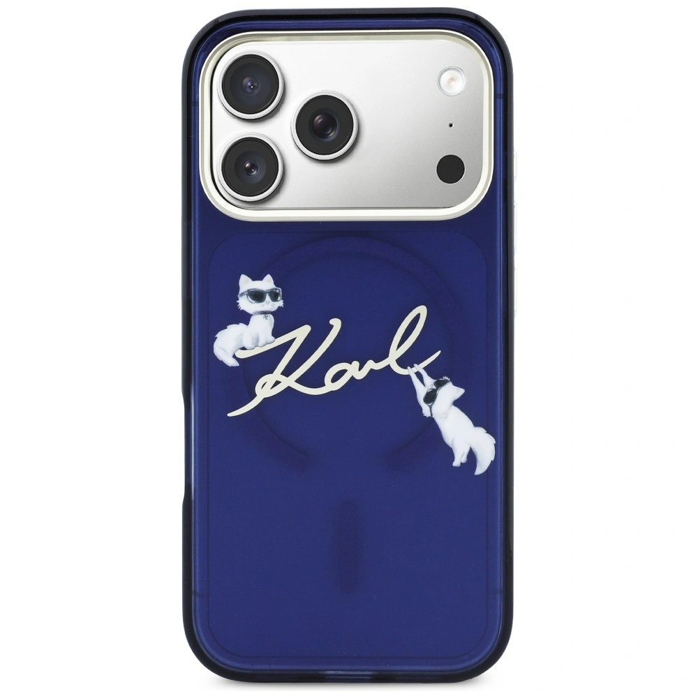 Kryt Karl Lagerfeld IML Choupettes Karl Script Logo MagSafe Apple iPhone 17 Pro Max blue