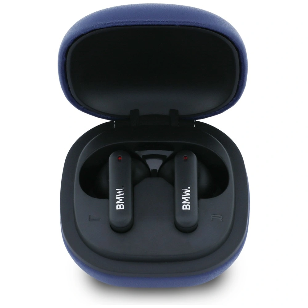 Sluchátka BMW Wireless in-ear Bluetooth TWS  Leather Metal Logo ENC navy blue