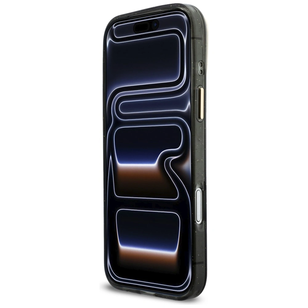 Kryt Guess IML Glitters Script Strap MagSafe Apple iPhone 17 Pro Max black