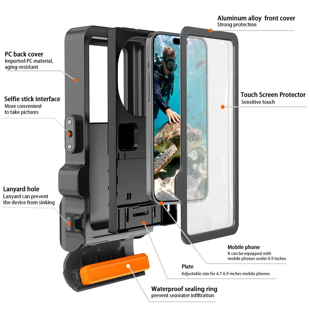 Kryt Tech-Protect IPX8 Pro Universal Diving Waterproof Case Black