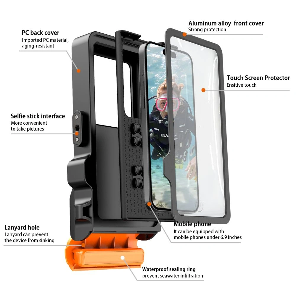 Kryt Tech-Protect IPX8 Pro Universal Diving Waterproof Case Black/orange