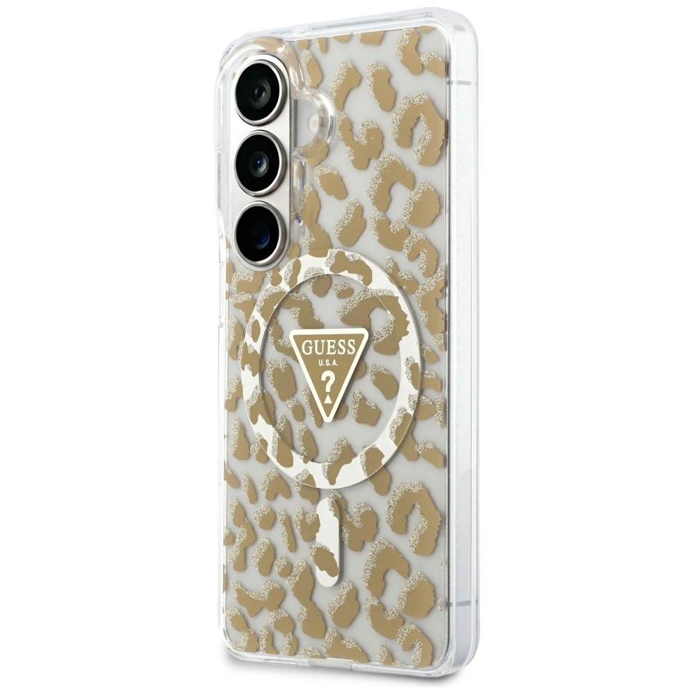 Kryt Guess IML Leopard Print Triangle MagSafe Samsung Galaxy S26 brown
