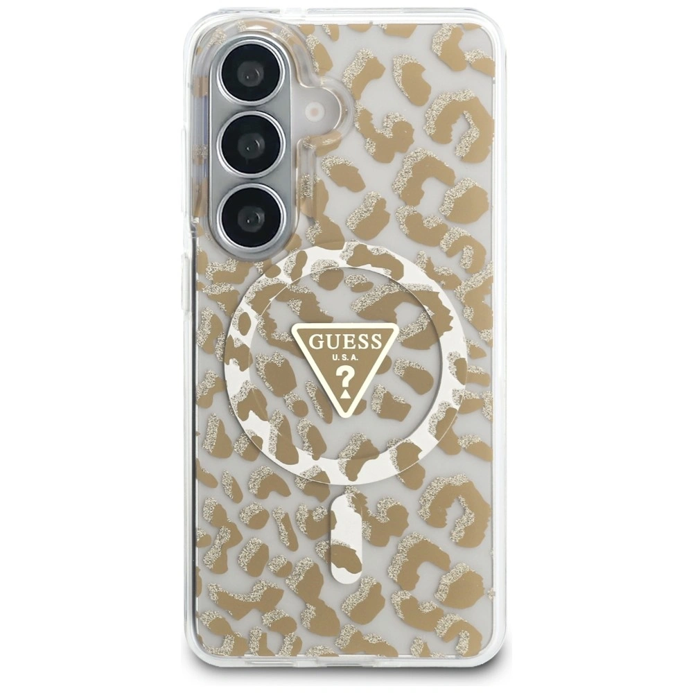 Kryt Guess IML Leopard Print Triangle MagSafe Samsung Galaxy S26 brown