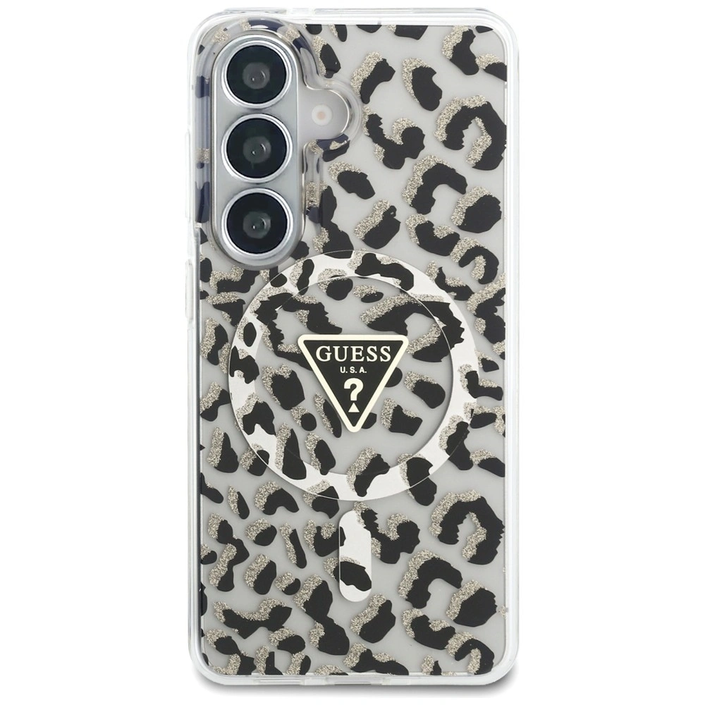 Kryt Guess IML Leopard Print Triangle MagSafe Samsung Galaxy S26 black