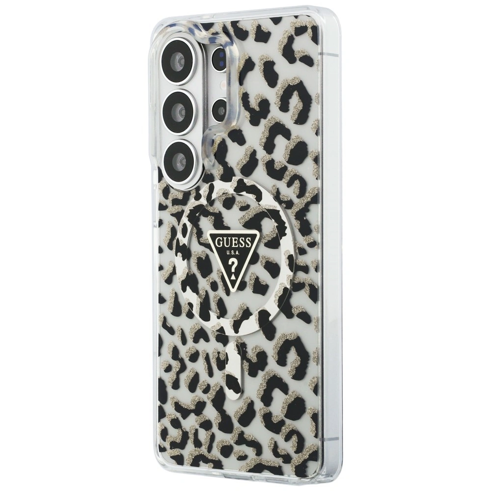 Kryt Guess IML Leopard Print Triangle MagSafe Samsung Galaxy S26 Ultra black