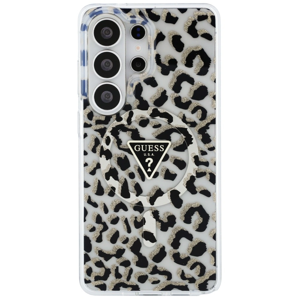 Kryt Guess IML Leopard Print Triangle MagSafe Samsung Galaxy S26 Ultra black