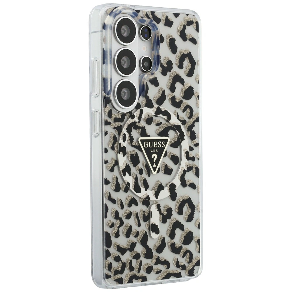 Kryt Guess IML Leopard Print Triangle MagSafe Samsung Galaxy S26 Ultra black
