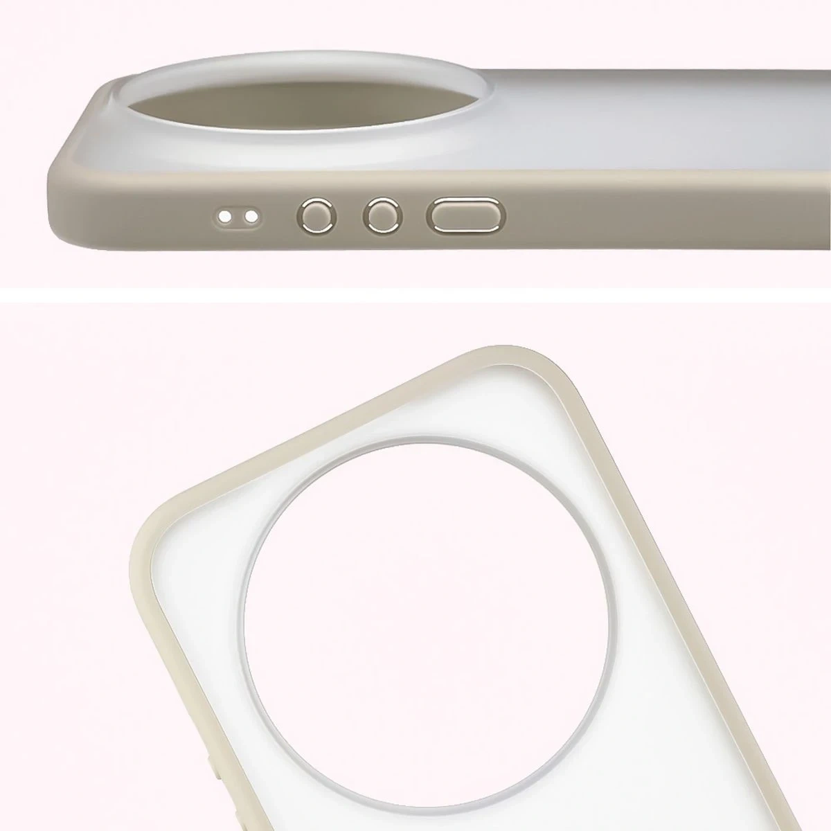 Kryt Bizon Case Angelo Xiaomi 17 Ultra semi-transparent with a beige frame