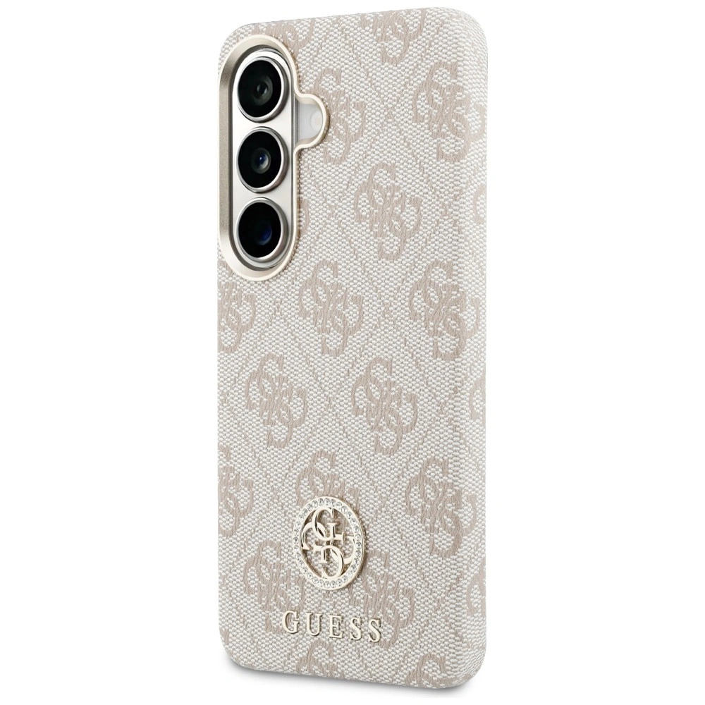 Kryt Guess 4G Rhinestone Round Logo MagSafe Samsung Galaxy S26 pink