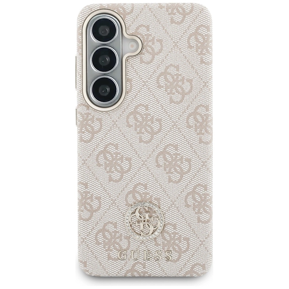 Kryt Guess 4G Rhinestone Round Logo MagSafe Samsung Galaxy S26 pink