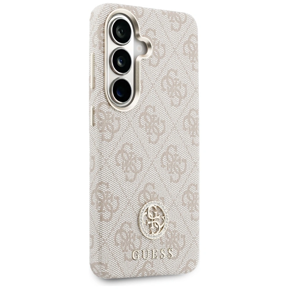 Kryt Guess 4G Rhinestone Round Logo MagSafe Samsung Galaxy S26 pink